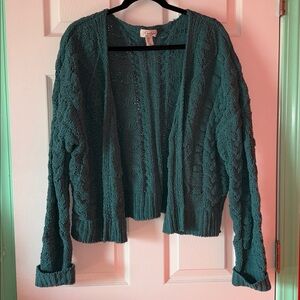 Jessica Simpson Teal Cable Knit Cardigan